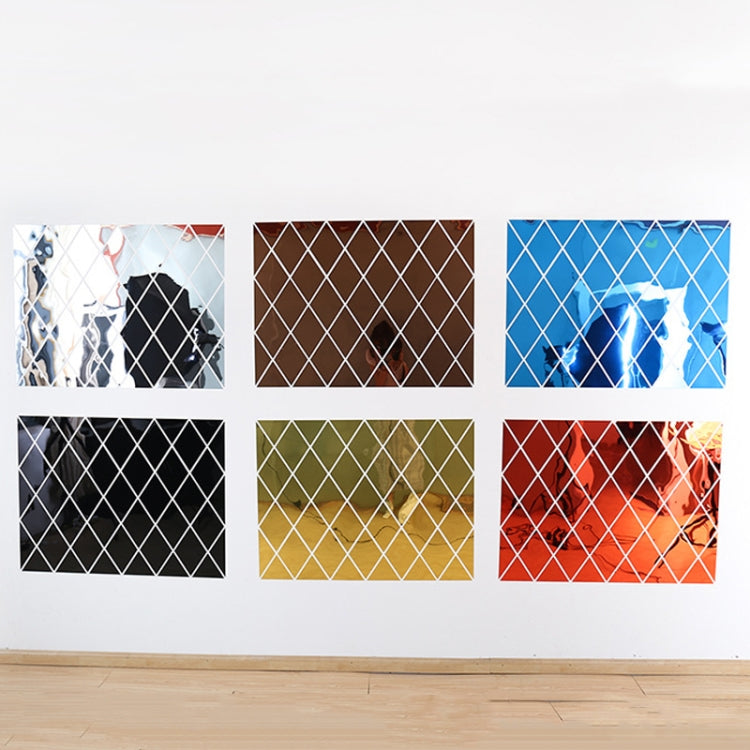 Rhombus Stitching Background Acrylic Mirror Decorative Stickers, Specification: Golden Large - free shipping - PMC TechLife - Order now!