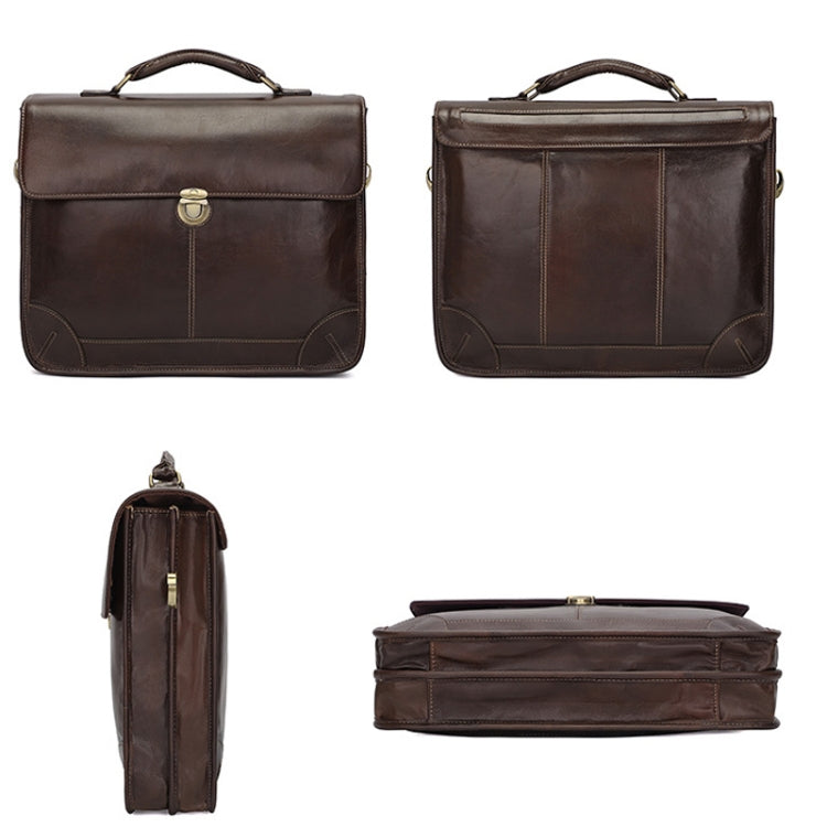Men Retro Cowhide Leather Briefcase Multifunctional Laptop Bag for 15.6 Inch Computer(Coffee) - 15.6 - 17 inch by J.M.D | Online Shopping South Africa | PMC Jewellery