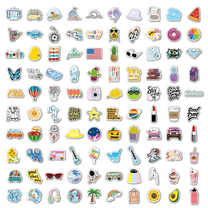 2 Sets 100 Pieces/Set Small Fresh Stickers Travel Waterproof Skateboard Guitar Stickers - Sticker by PMC Jewellery | Online Shopping South Africa | PMC Jewellery