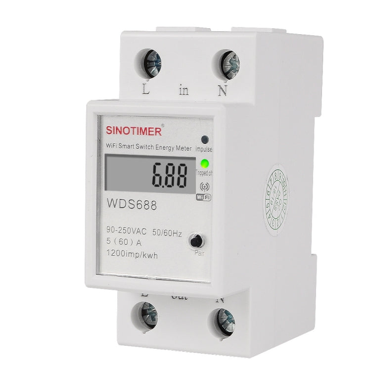 SINOTIMER WDS688 Smart WiFi Single-Phase Power Meter Mobile APP Home Rail Meter 5-60A 230V - Current & Voltage Tester by SINOTIMER | Online Shopping South Africa | PMC Jewellery | Buy Now Pay Later Mobicred