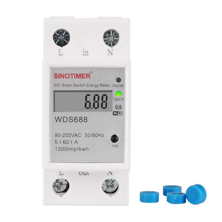 SINOTIMER WDS688 Smart WiFi Single-Phase Power Meter Mobile APP Home Rail Meter 5-60A 230V - Current & Voltage Tester by SINOTIMER | Online Shopping South Africa | PMC Jewellery | Buy Now Pay Later Mobicred