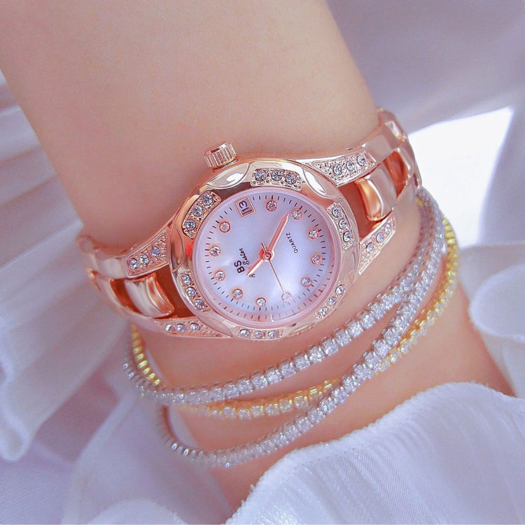 BS Bee Sister FA1679  Ladies Diamond Chain Watch Cute Small Round Watch With Calendar(Rose Gold) - Alloy Watches by BS Bee Sister | Online Shopping South Africa | PMC Jewellery | Buy Now Pay Later Mobicred