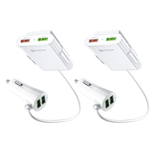 2PCS QC3.0 Four Ports Fast 5V 8A Car Charger Back Seat Charger(White) - Car Charger by PMC Jewellery | Online Shopping South Africa | PMC Jewellery