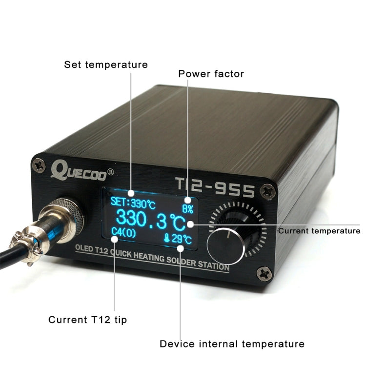 QUECOO 1.3-inch Screen Constant Temperature Soldering Iron, Set: EU Plug (955+P9) - free shipping - PMC TechLife - Order now!