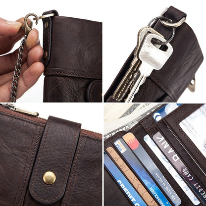 BP804 RFID Anti-Theft Wallet Multi-Function Buckle Zipper Retro Leisure Coin Purse(Khaki) - Antimagnetic RFID Package by PMC Jewellery | Online Shopping South Africa | PMC Jewellery | Buy Now Pay Later Mobicred