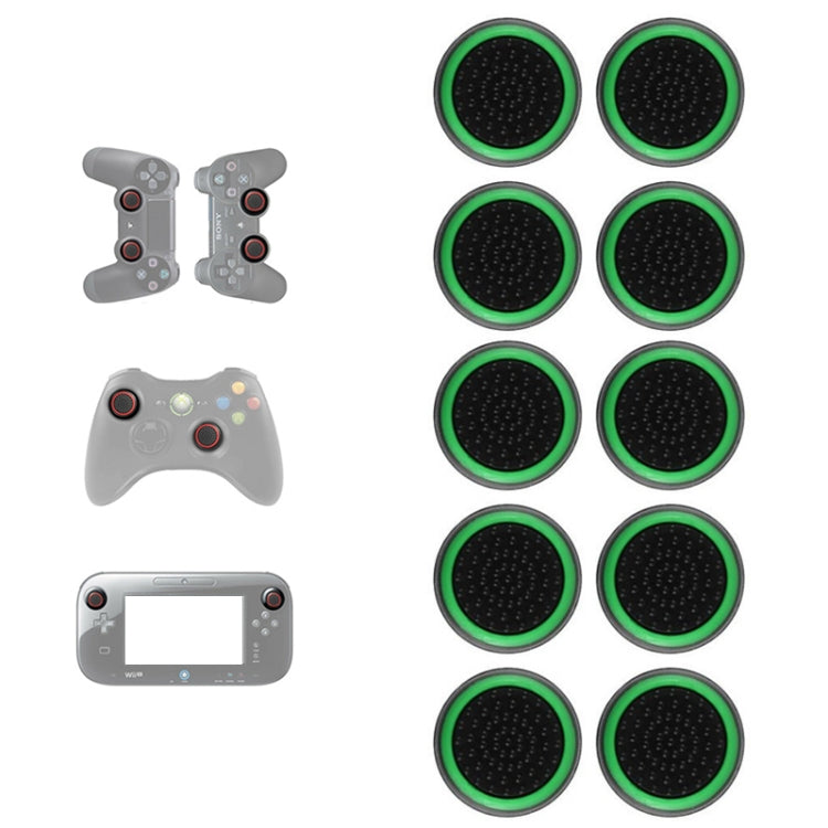 10 PCS Gamepad Silicone Luminous Button Cap Rocker Cap For PS5/PS4/PS3/ONE/360/PRO/series X/S(Black Green Circle) - Cases by PMC Jewellery | Online Shopping South Africa | PMC Jewellery