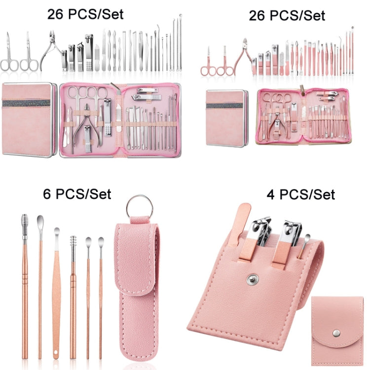 Stainless Steel Nail Clipper Set Beauty Eyebrow Trimmer, Color: 6 PCS/Set (Pink) - Nail Clipper by PMC Jewellery | Online Shopping South Africa | PMC Jewellery