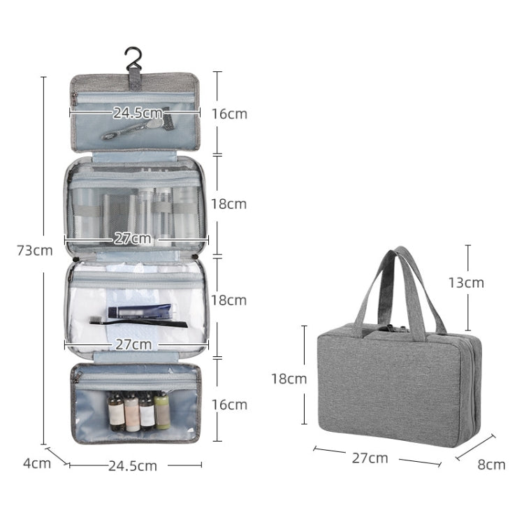 13552A Travel Waterproof Foldable Toiletry Bag Cosmetic Bag with Hook, Color: Grey - Storage Boxes by PMC Jewellery | Online Shopping South Africa | PMC Jewellery