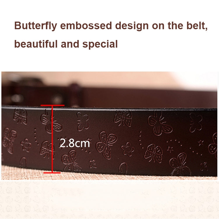 ZK--067 Retro Engraved Buckle Butterfly Print Pin Buckle Leather Belt, Length: 110cm(Black) - Belts by PMC Jewellery | Online Shopping South Africa | PMC Jewellery