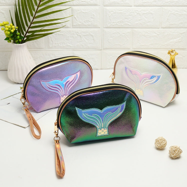 Semicircle Cartoon Fishtail Laser Makeup Toiletry Bag(Blue Snow) - Storage Boxes by PMC Jewellery | Online Shopping South Africa | PMC Jewellery