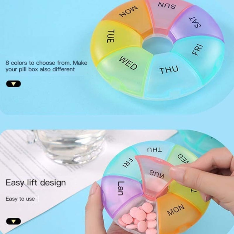 2 PCS Round 7 Days Rainbow Color Portable Pill Box Plastic Seven Grid(Light Blue) - free shipping - PMC TechLife - Order now!