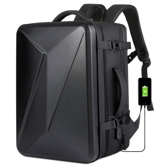 Large-capacity Waterproof Expandable Hard Shell Backpack with USB Charging Hole(162 Black) - Backpack by PMC Jewellery | Online Shopping South Africa | PMC Jewellery