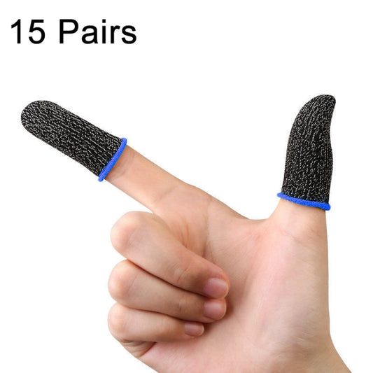 15 Pairs  18 Needles Gaming Finger Glove Anti-sweat and Non-slip Glove,Color: Silver Fibre Blue Trim - Gaming Finger Sleeves by PMC Jewellery | Online Shopping South Africa | PMC Jewellery