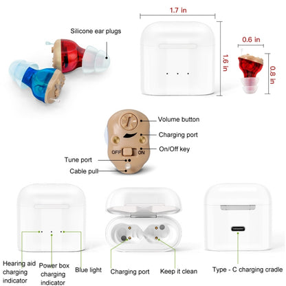 GM-915 Type-C Port CIC Hearing Aids Rechargeable Invisible Sound Amplifier(Red Blue) - Hearing Aids by PMC Jewellery | Online Shopping South Africa | PMC Jewellery