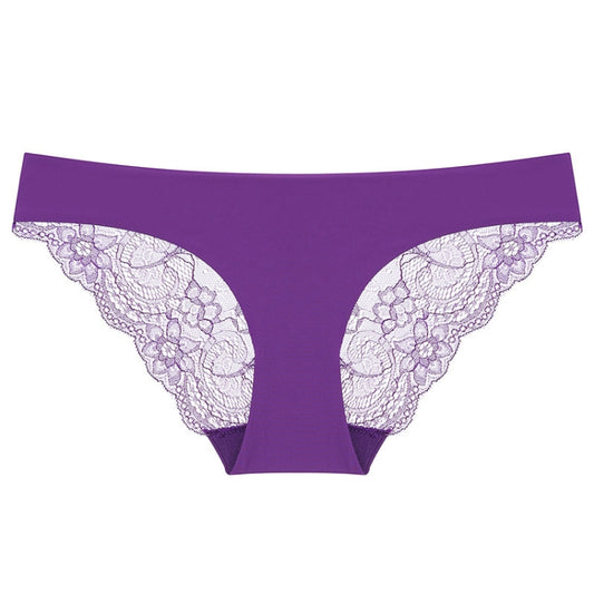 606 3pcs Sexy Lace One-piece Perspective Low-waist Ladies Underwear, Size: M(Deep Purple) - Ladies Underwear by PMC Jewellery | Online Shopping South Africa | PMC Jewellery