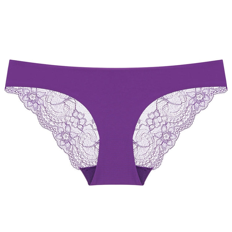 606 3pcs Sexy Lace One-piece Perspective Low-waist Ladies Underwear, Size: XXL(Deep Purple) - Ladies Underwear by PMC Jewellery | Online Shopping South Africa | PMC Jewellery