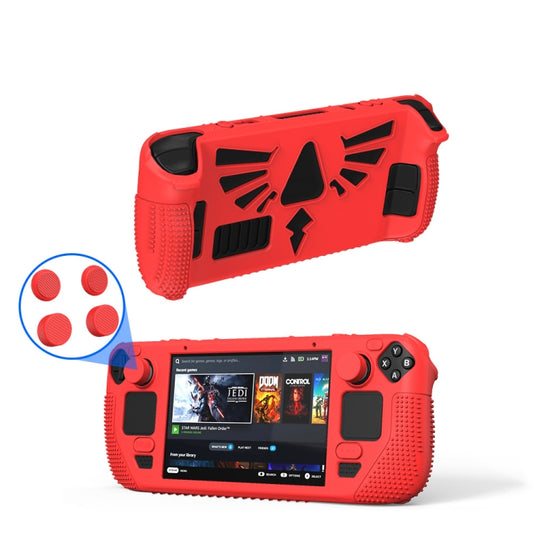 For Steam Deck V V4-1 Pocket Consoles Silicone Non-slip Protective Case with Holder Function(Red) - Accessories by PMC Jewellery | Online Shopping South Africa | PMC Jewellery