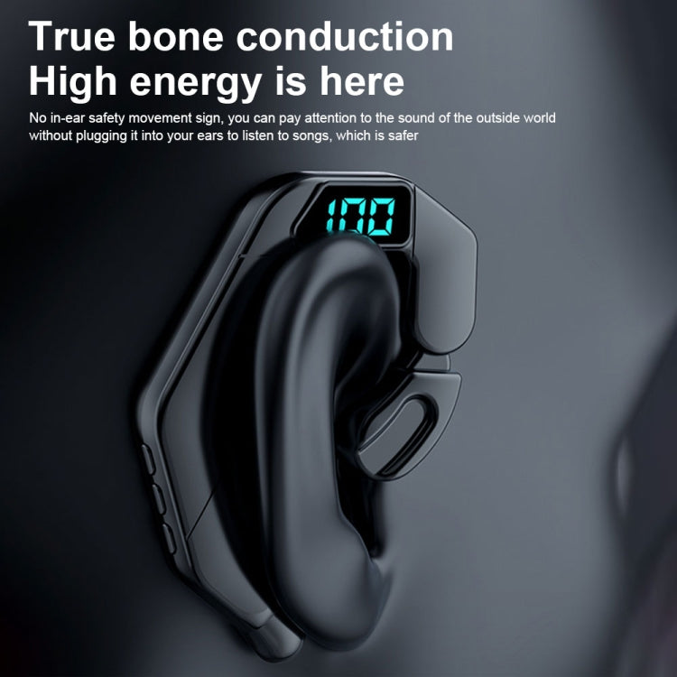 V19 Bone Conduction Digital Display Stereo Hanging Ear Sports Bluetooth Headset(Blue) - Bluetooth Earphone by PMC Jewellery | Online Shopping South Africa | PMC Jewellery