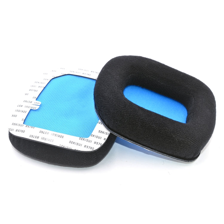 For Logitech Astro A20 2pcs Fleece Memory Foam Headphone Covers Earmuffs(Black Blue Net) - Earmuff & Pad by PMC TechLife | Online Shopping South Africa | PMC TechLife