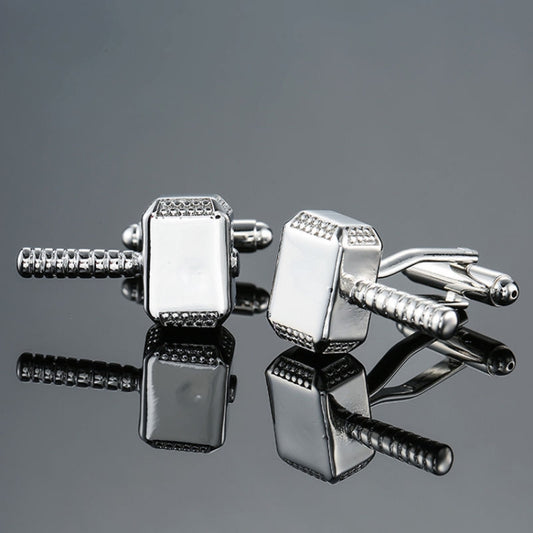 2 pairs Men Brass Plated Shirt Cufflinks, Color: Silver Laser Hammer - Cufflinks by PMC Jewellery | Online Shopping South Africa | PMC Jewellery