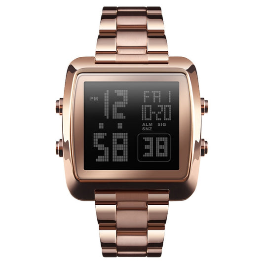 SKMEI 1369 Retro Waterproof Gold Watch Men Steel Belt Luminous Square Watch(Rose Gold) - Metal Strap Watches by SKMEI | Online Shopping South Africa | PMC Jewellery | Buy Now Pay Later Mobicred