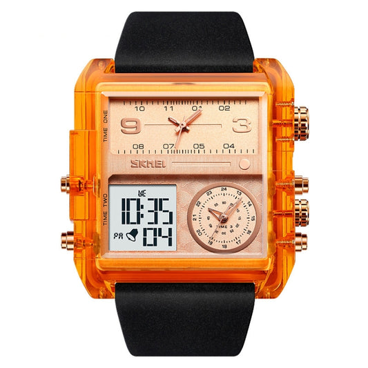 SKMEI 2020 Square Large Dial Triple Movement Men Sports Watch(Amber) - LED Digital Watches by SKMEI | Online Shopping South Africa | PMC Jewellery | Buy Now Pay Later Mobicred