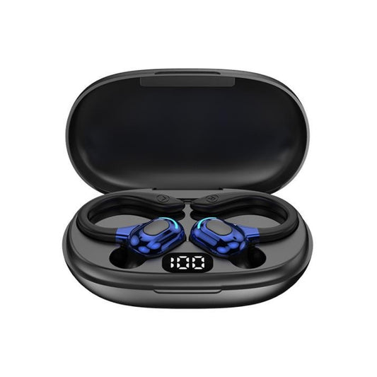 F8 Hanging Ear Stereo Wireless Bluetooth Earphones With Charging Bin(Blue Double Ear) - Bluetooth Earphone by PMC Jewellery | Online Shopping South Africa | PMC Jewellery
