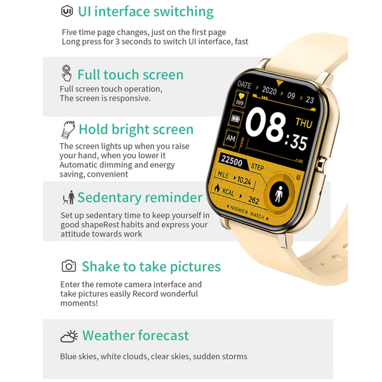 H10 1.69 inch Screen Bluetooth Call Smart Watch, Support Heart Rate/Blood Pressure/Sleep Monitoring, Color: Yellow - Smart Wear by PMC Jewellery | Online Shopping South Africa | PMC Jewellery