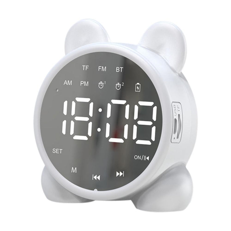 P1 Mini Card Mirror Clock Wireless Bluetooth Speaker with FM Radio(White) - Mini Speaker by PMC Jewellery | Online Shopping South Africa | PMC Jewellery