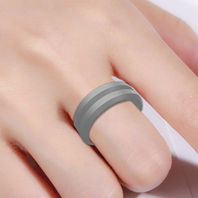 SiR053 V Shaped Grooved Edge Silicone Ring Outdoor Sports Couple Ring No.7(Light Gray) - Rings by PMC Jewellery | Online Shopping South Africa | PMC Jewellery