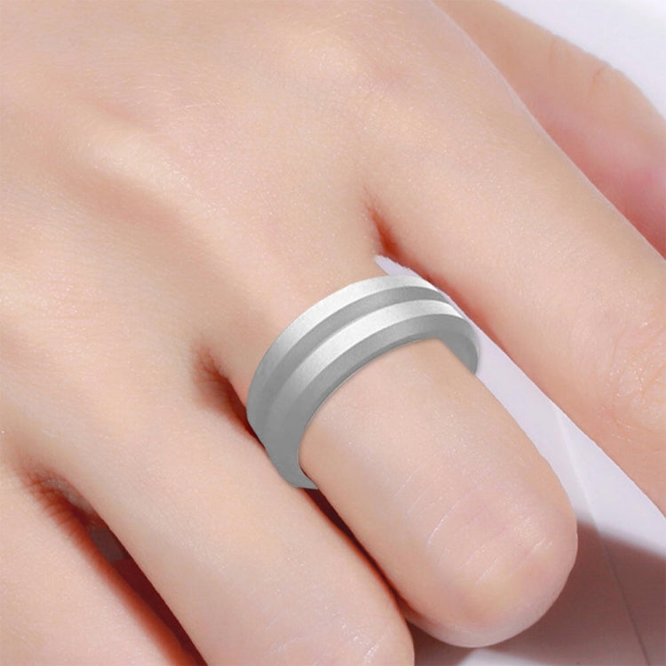 SiR053 V Shaped Grooved Edge Silicone Ring Outdoor Sports Couple Ring No.9(Silver) - Rings by PMC Jewellery | Online Shopping South Africa | PMC Jewellery