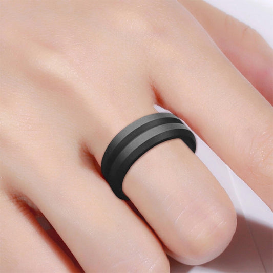 SiR053 V Shaped Grooved Edge Silicone Ring Outdoor Sports Couple Ring No.12(Deep Gray) - Rings by PMC Jewellery | Online Shopping South Africa | PMC Jewellery