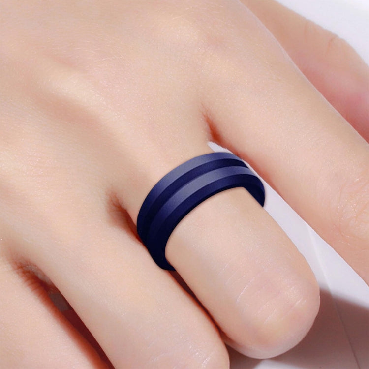 SiR053 V Shaped Grooved Edge Silicone Ring Outdoor Sports Couple Ring No.13(Dark Blue) - Rings by PMC Jewellery | Online Shopping South Africa | PMC Jewellery