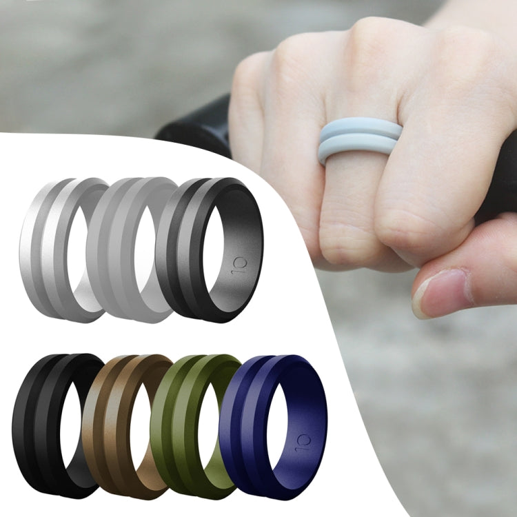 SiR053 V Shaped Grooved Edge Silicone Ring Outdoor Sports Couple Ring No.7(Light Gray) - Rings by PMC Jewellery | Online Shopping South Africa | PMC Jewellery