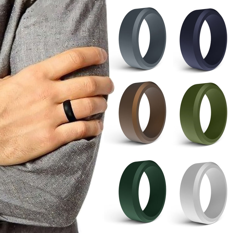 SIR062 8MM Wide Bevel Silicone Ring Sports Ring No.7(Forest Green) - Rings by PMC Jewellery | Online Shopping South Africa | PMC Jewellery