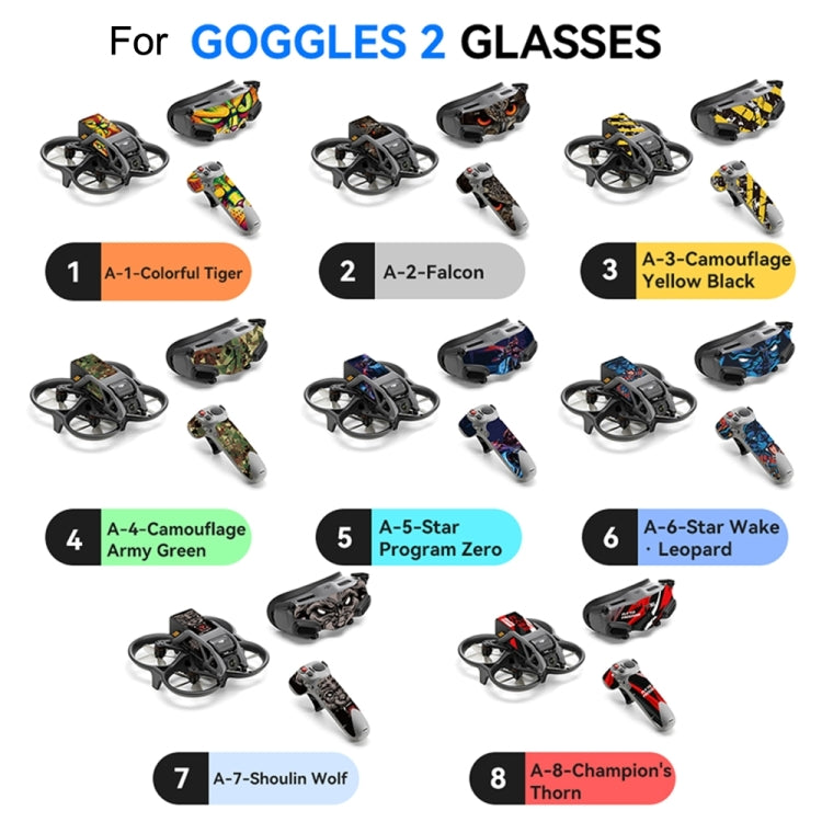 For DJI Avata RCSTQ Body Sticker For Goggles 2 Glasses PVC Colorful Sticker Set(Camouflage Yellow Black) -  by RCSTQ | Online Shopping South Africa | PMC Jewellery