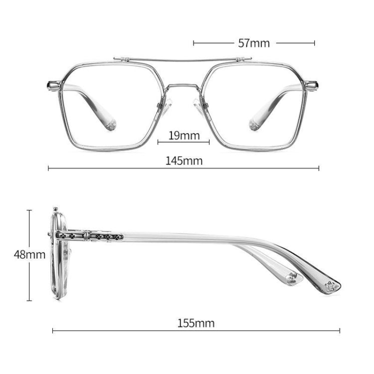 A5 Double Beam Polarized Color Changing Myopic Glasses, Lens: -250 Degrees Gray Change Grey(Black Silver Frame) - Plain Glass Spectacles by PMC Jewellery | Online Shopping South Africa | PMC Jewellery