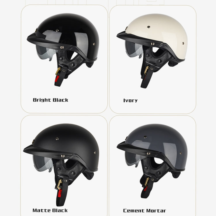 SOMAN Motorcycle Half Helmet Adjustable Helmet With Inner Mirror, Size: XXL(Bright Black) - Helmets by SOMAN | Online Shopping South Africa | PMC Jewellery | Buy Now Pay Later Mobicred