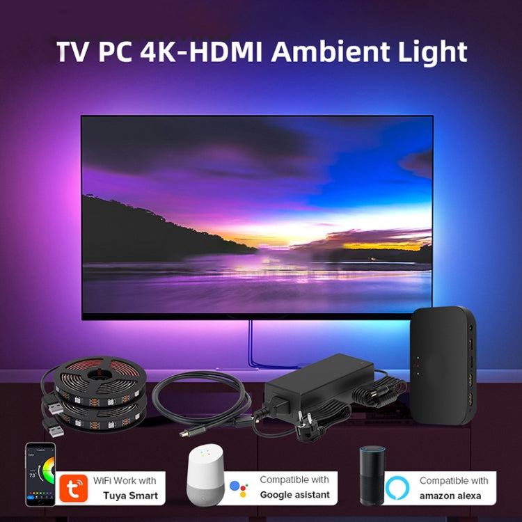 HDMI 2.0-PRO Smart Ambient TV Led Backlight Led Strip Lights Kit Work With TUYA APP Alexa Voice Google Assistant 2 x 4m(US Plug) - Casing Waterproof Light by PMC Jewellery | Online Shopping South Africa | PMC Jewellery