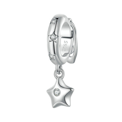 BSC889 Sterling Silver Plated Platinum Pentagram Spacer Bead Fitting - Jewelry Accessories by PMC Jewellery | Online Shopping South Africa | PMC Jewellery