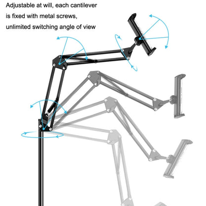 175cm Mobile Phone Tablet Live Broadcast Bedside Lifting Bracket Telescopic Cantilever Model (Black) - Lazy Bracket by PMC Jewellery | Online Shopping South Africa | PMC Jewellery