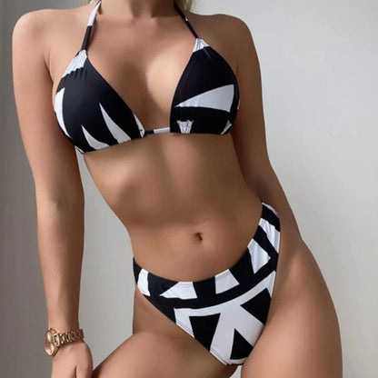 Leaf-print Waist Lace-up Three-Piece Bikini Set Long-sleeved Beach Sun Protection Swimsuit, Size: L(Blue) - Swimwear by PMC Jewellery | Online Shopping South Africa | PMC Jewellery