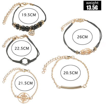 5-in-1 Personality Compass Hexagon Bracelet Diamond Heart Beaded Pendant Jewelry, Color: SKU4159 - Bracelets by PMC Jewellery | Online Shopping South Africa | PMC Jewellery