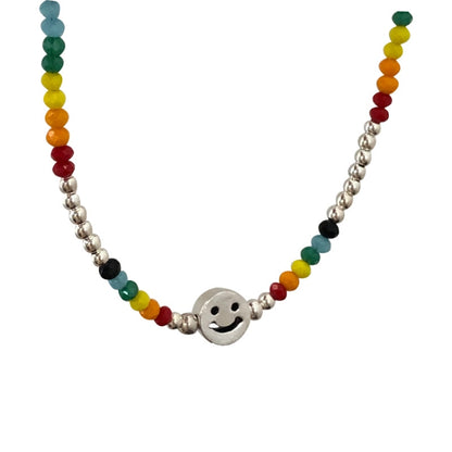 Colorful Beaded Smiley Necklace Womens Clavicle Chain, Style: Extend Chain Style - Necklaces & Pendants by PMC Jewellery | Online Shopping South Africa | PMC Jewellery