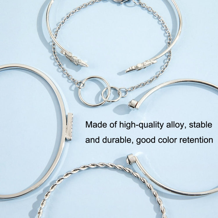 Leaf Diamond Bracelet Circle Lace Pattern Adjustable Bracelet(Silver) - Bracelets by PMC Jewellery | Online Shopping South Africa | PMC Jewellery