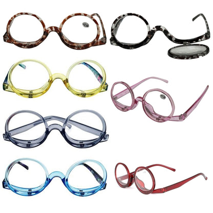 Makeup Magnifying Glass Presbyopic Glasses Flip Swivel Reading Glasses, Degree: +100(Blue Frame) - Presbyopic Glasses by PMC Jewellery | Online Shopping South Africa | PMC Jewellery