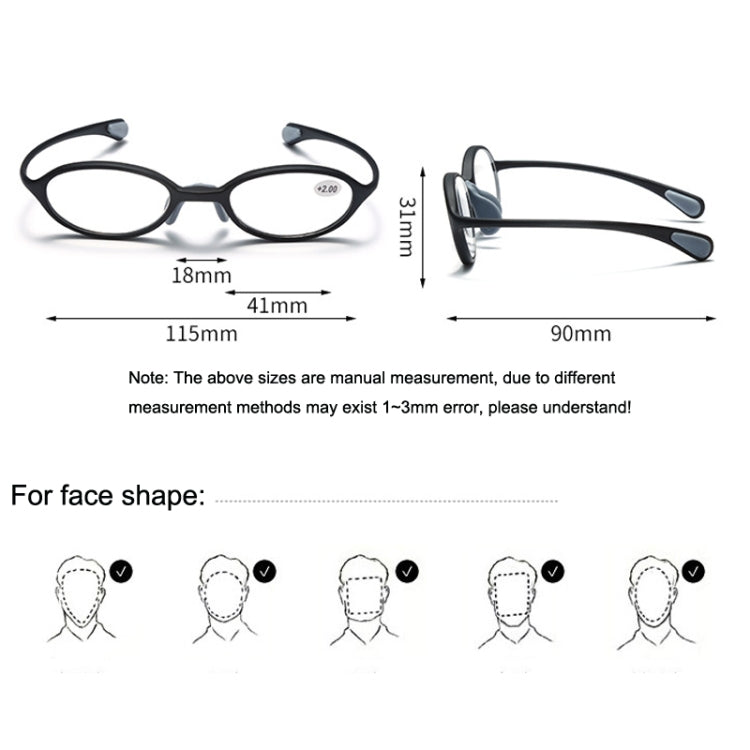 Portable Magnifying Glass Presbyopic Glasses Silicone Anti-Blue Light Reading Glasses, Degree: +100(Light Gray) - Presbyopic Glasses by PMC Jewellery | Online Shopping South Africa | PMC Jewellery