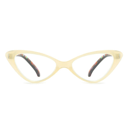 Street Stall Triangular Cat Eye Presbyopic Glasses, Degree: +200(Light Yellow) - Presbyopic Glasses by PMC Jewellery | Online Shopping South Africa | PMC Jewellery