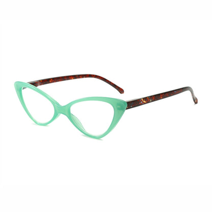 Street Stall Triangular Cat Eye Presbyopic Glasses, Degree: +350(Light Green) - Presbyopic Glasses by PMC Jewellery | Online Shopping South Africa | PMC Jewellery