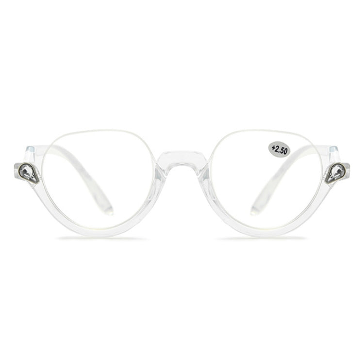 Diamond Studded Cat Eye Presbyopic Glasses Half-frame Fish-filament Glasses Unisex, Degree: +400(Transparent) - Presbyopic Glasses by PMC Jewellery | Online Shopping South Africa | PMC Jewellery